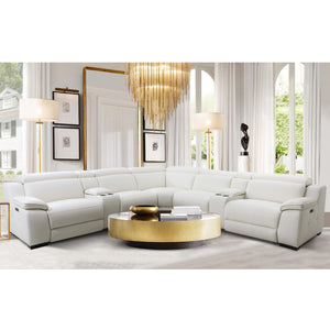 70009HM Power Leather Sectional - White