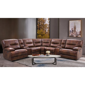 UX70048HM Power Leather Sectional - Brown