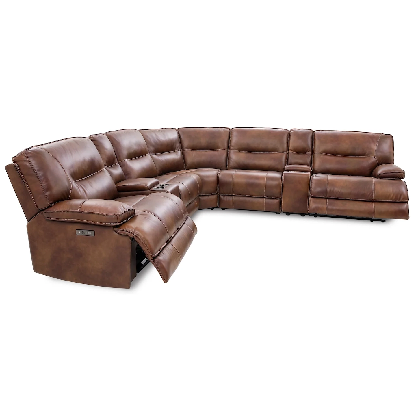 UX70048HM Power Leather Sectional - Brown