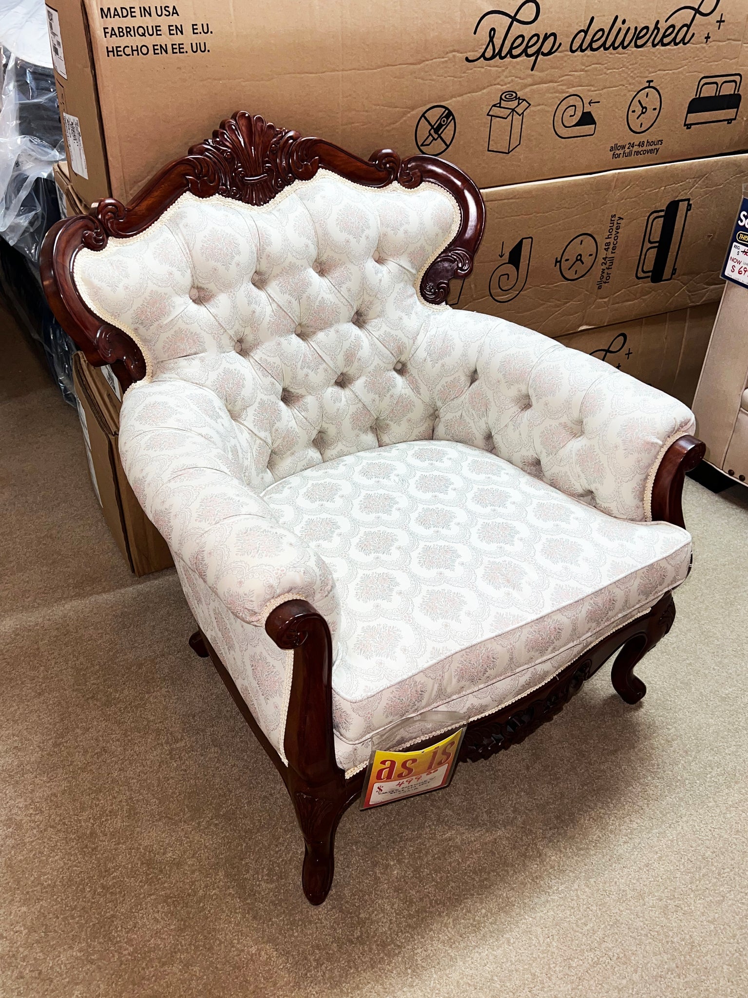 Victorian Antique Chair - Ivory Finish