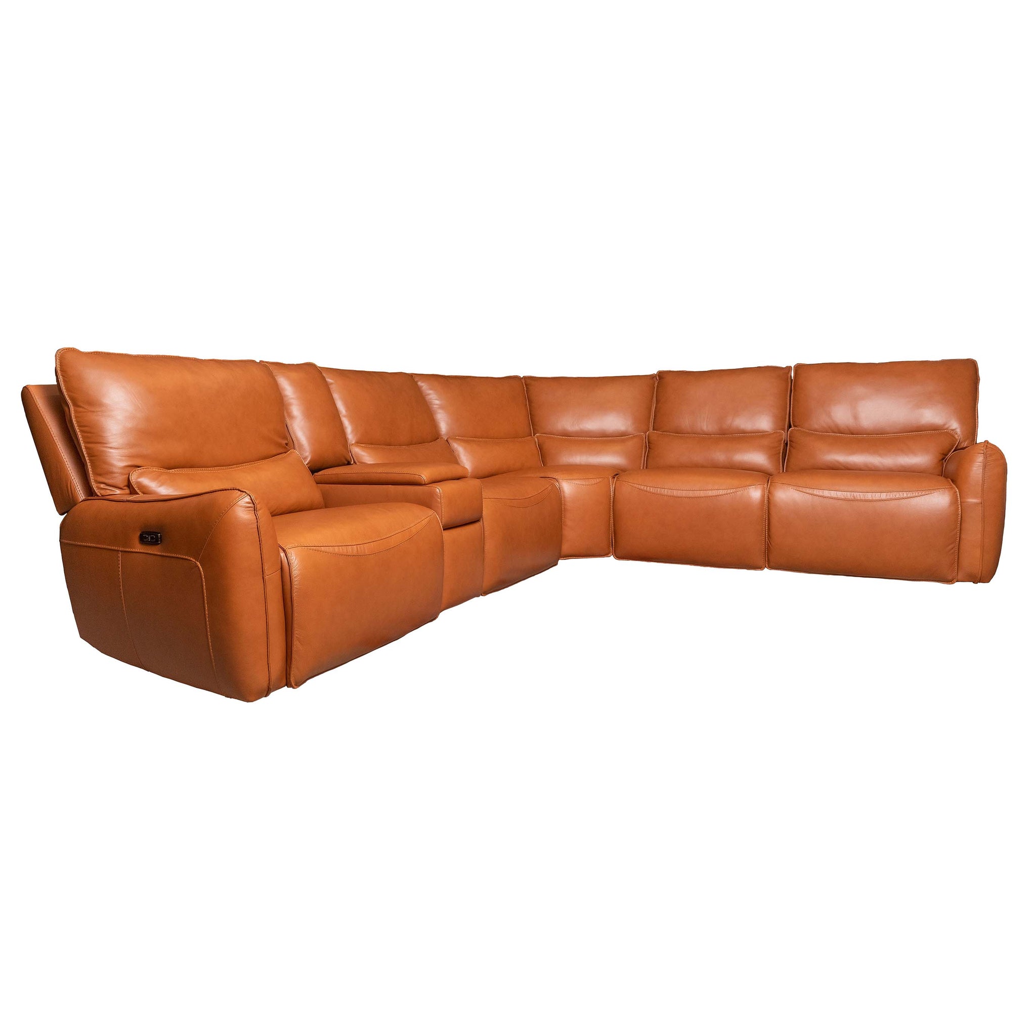 KM-582H Zero Gravity Leather Sectional - Brown