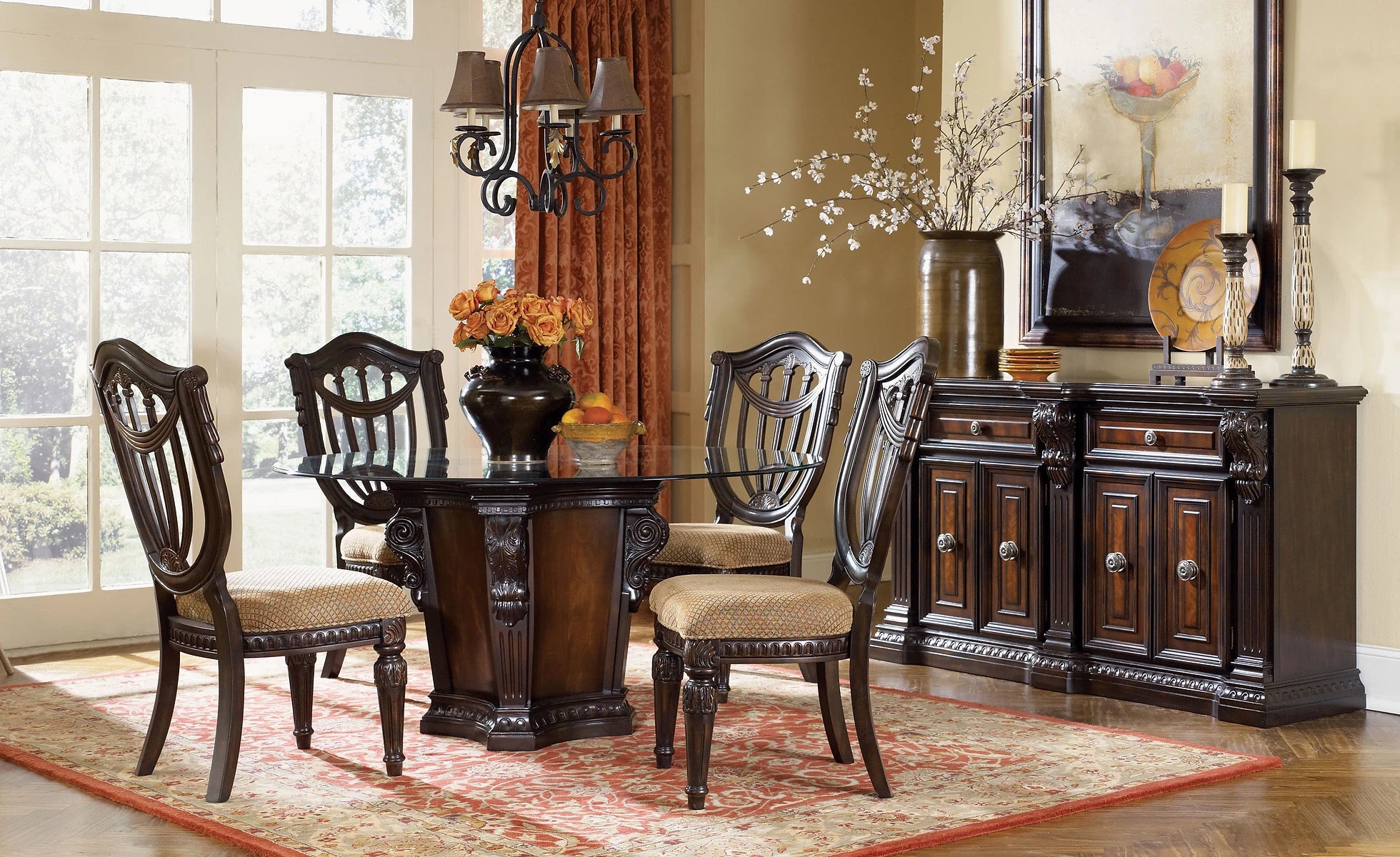 Grand Estates Round Glass Dining Set Gallery Furniture of