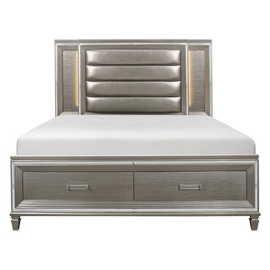 Tamsin Storage Bed w/ LED Lighting - Silver Gray