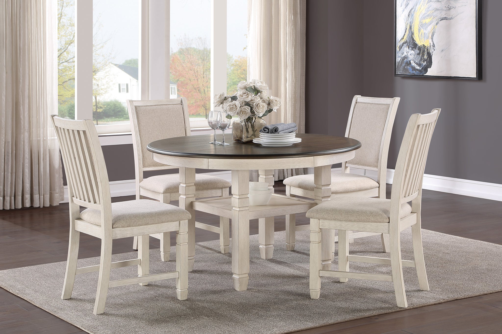 Asher Dining Set in Antique White