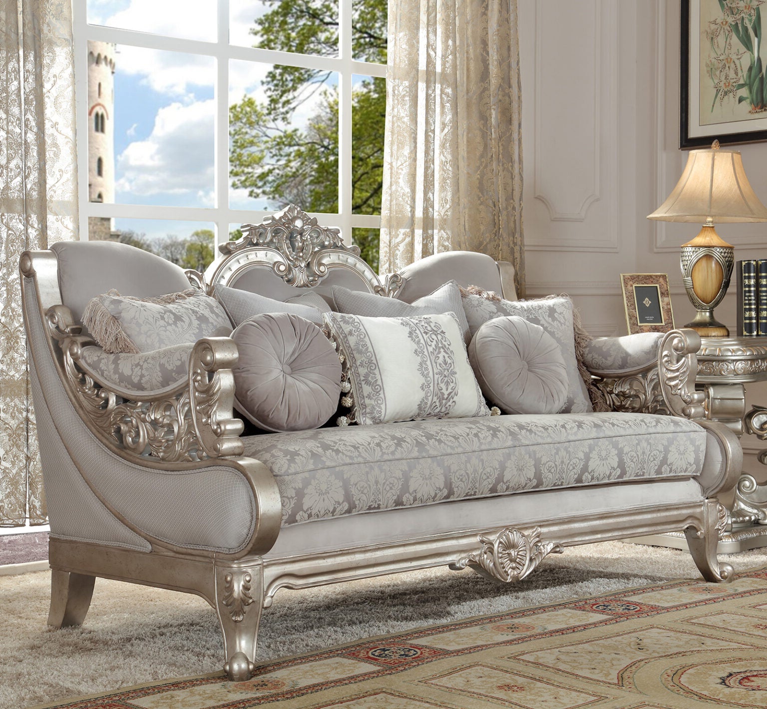 HD-2662 Loveseat - Metallic Silver