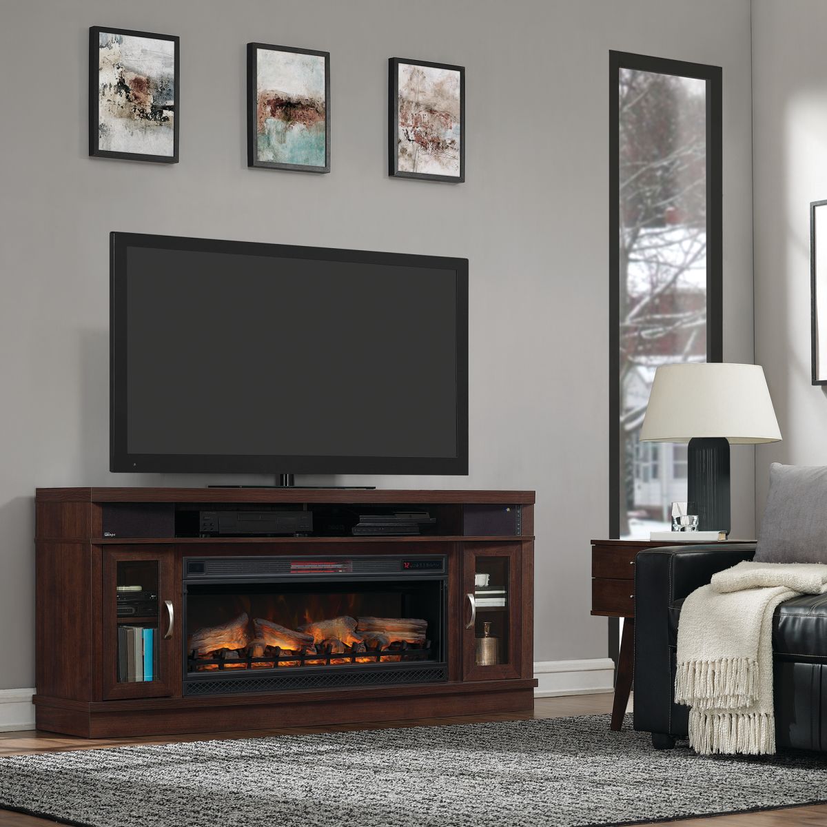 Deerfield TV Stand with Fireplace and Sound Bar
