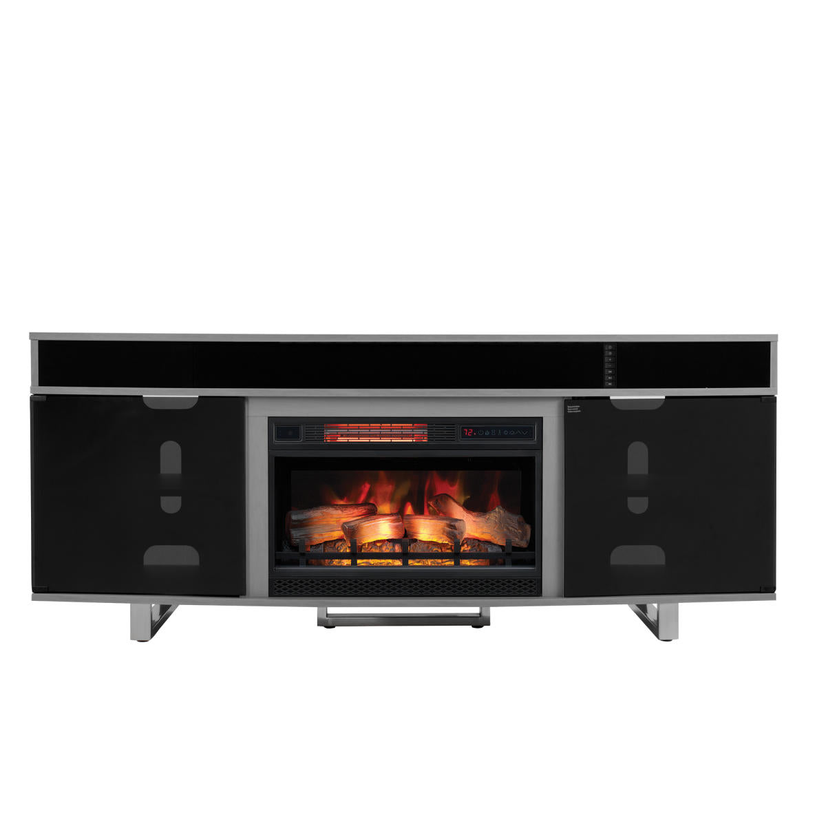 Enterprise TV Stand with Fireplace and Sound Bar - Gray