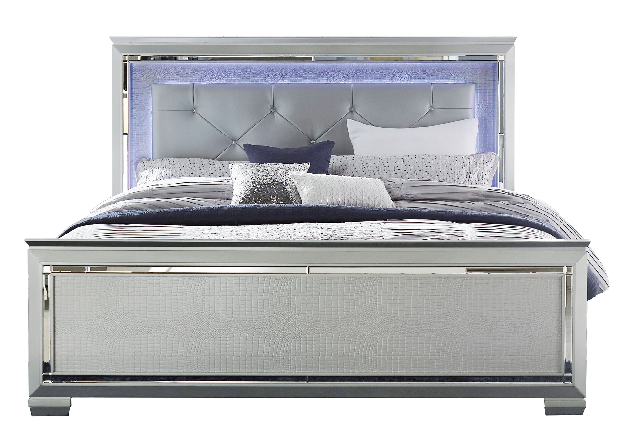 Allura Bed w/ LED Lighting - Silver
